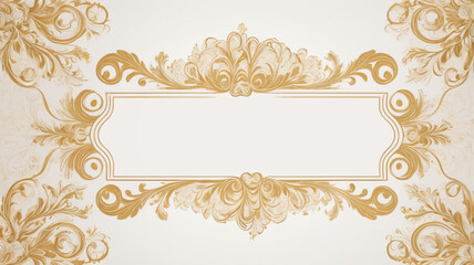 AI Generative. Frame border gold on white classic  swirls, floral motifs. Print for greeting cards, royal certificates, wedding invitations, food menu, . 11
