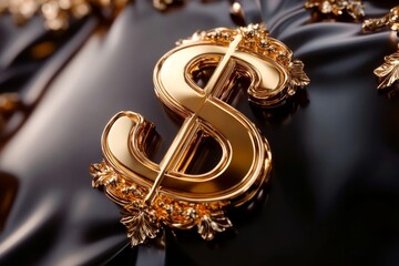3d icon of dollar sign, on a black background