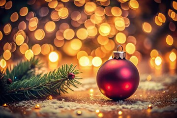 Vintage Christmas Bauble with Bokeh Lights - Festive Holiday Decoration