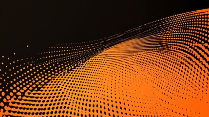 Abstract Orange and Black Halftone Wave Background