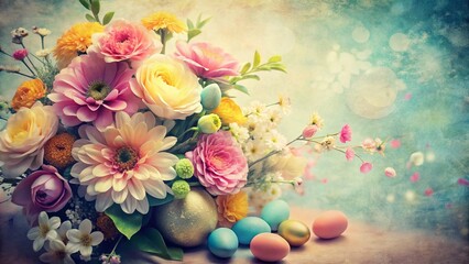 Vintage Easter Floral Design: Text-Ready Customizable Photo Overlay