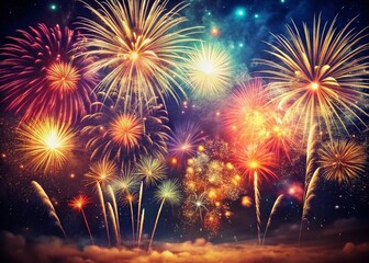 Vintage Fireworks Celebration: Customizable Seasonal Message Space