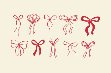 Cherry bow whimsical vector hand drawn illustration