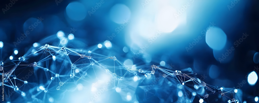 Poster abstract blue data connections background with copy space