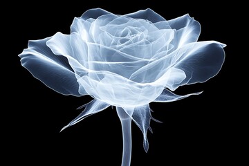Intricate Radiographic X-ray of Red Rose