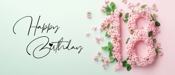 Happy 18th Birthday Floral Arrangement: Pink Flowers Number Eighteen Design