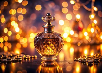 Vintage Perfume Bottle with Bokeh Background - Elegant Fragrance Still Life