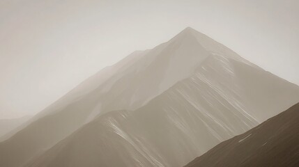 Misty Mountain Peak Abstract Landscape Art