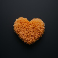 Yellow Fluffy Heart on Dark Background  .