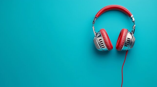 Retro chrome microphone evokes nostalgia in a vibrant studio setup with dynamic colors and creative composition