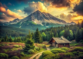 Vintage Pirin Mountain Landscape: Majestic Peaks & Serene Valleys