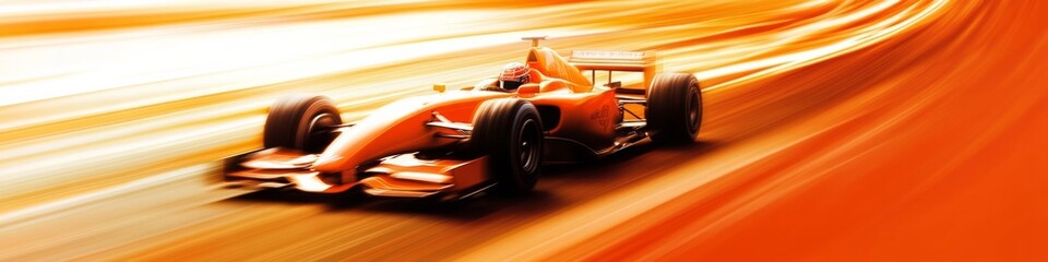 Formula one race car, blur, the image should be orange in color,