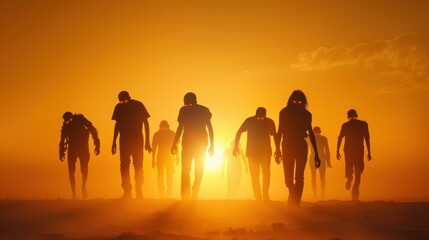 Desperate survivors navigate through the barren landscape, facing hordes of relentless, infected zombies in a postapocalyptic setting.