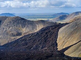 New lava at the eruption site of volcano Fagradalsfjall on Reykjanes peninsula. Iceland