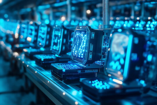 Futuristic Quantum Computing Lab with Glowing Computers and Holographic Displays