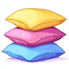 Pillows, minimal design, cartoon style, pink, yellow, blue