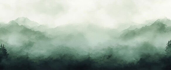 Serene Green Abstract Watercolor Background with Soft Gradient Texture and Vintage Effects