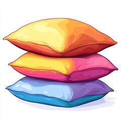 Pillows, minimal design, cartoon style, pink, yellow, blue