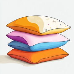 Pillows, minimal design, cartoon style, pink, yellow, blue