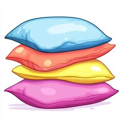 Pillows, minimal design, cartoon style, pink, yellow, blue