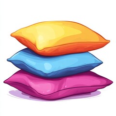 Pillows, minimal design, cartoon style, pink, yellow, blue