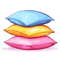 Pillows, minimal design, cartoon style, pink, yellow, blue