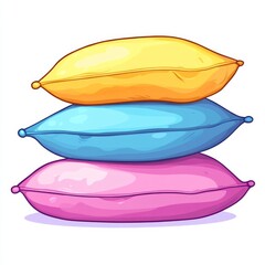 Pillows, minimal design, cartoon style, pink, yellow, blue