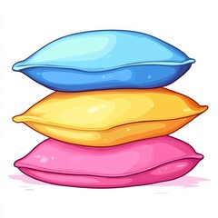 Pillows, minimal design, cartoon style, pink, yellow, blue