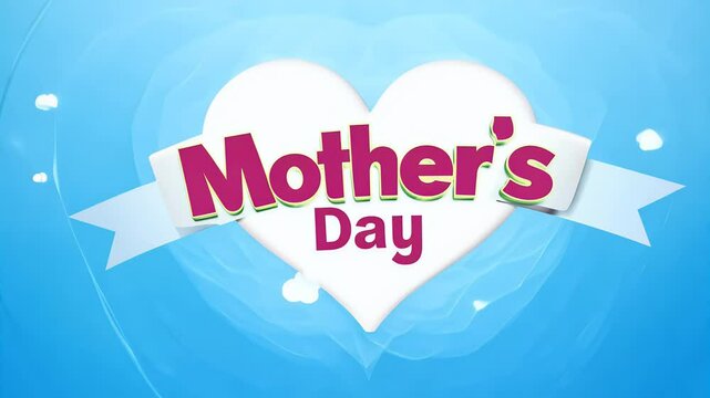 Bright colorful lettering displayed calming blue background creates an eye catching Mother&rsquo;s Day logo perfect honoring moms with style