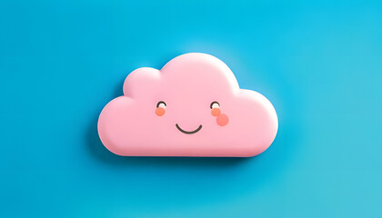 isolated pink cloud icon element on blue background, Generative AI