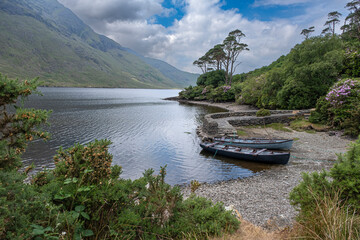 These skiffs await passengers at Doo Lough.
