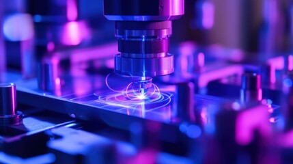 A modern laser ting machine in operation featuring a closeup of its energy monitoring system that registers impressively low energy consumption while precision ting is underway.