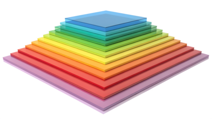 Abstract image of colorful, stacked squares forming a pyramid shape. The image evokes a sense of hierarchy, structure, and visual interest.