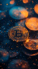 bitcoin coin with copy space vertically 9:16