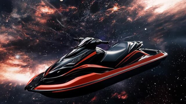Futuristic Jet Ski Floating in Space Loop Background Animation