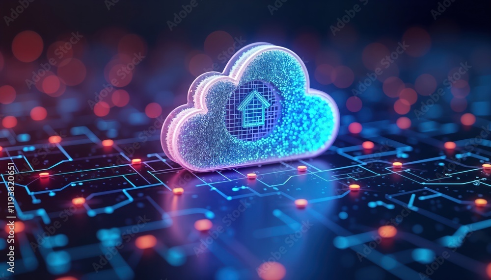 Aufkleber Digital cloud storage concept. Abstract representation of data backup, DMS system. Virtual file transfer technology. Modern tech solution for business data management. Secure online platform. Cloud