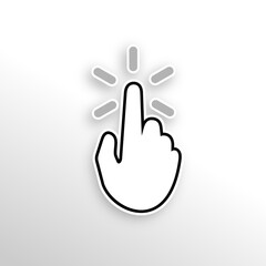 hand pushing button on white background