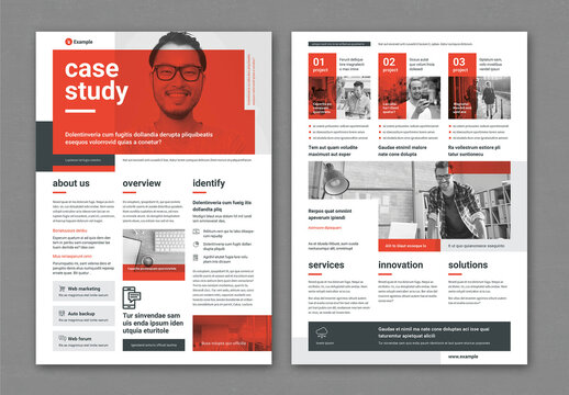 Corporate Business Case Study in Black and White with Red Elements