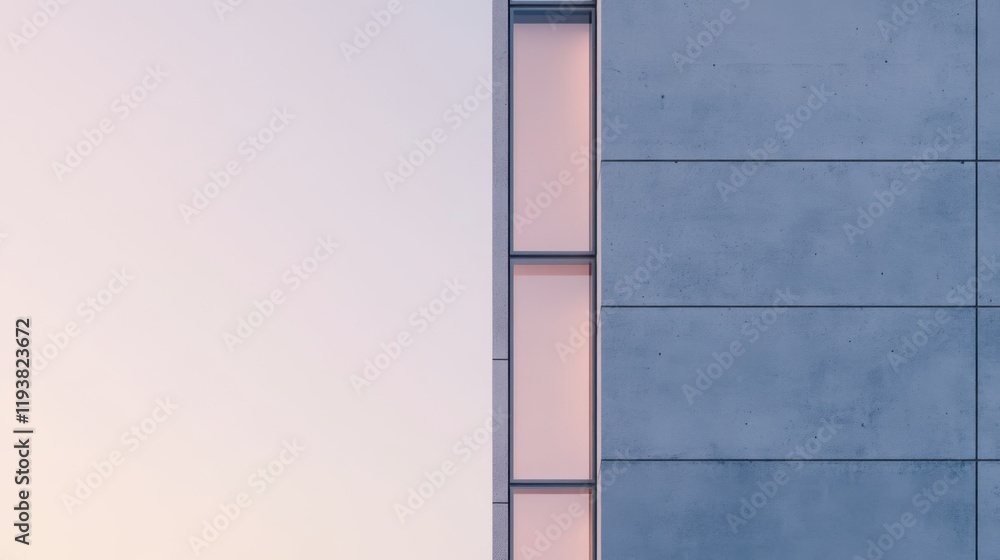 Poster modern architectural design showcasing a minimalist building facade with smooth concrete surfaces an