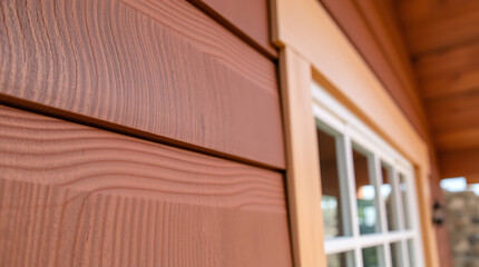 Close-up of Reddish-Brown Wooden House Siding: Texture, Detail, and Architectural Design