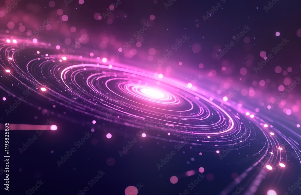 Aufkleber dynamic purple abstract illustration shows futuristic swirling galaxy. radiant light beams create po