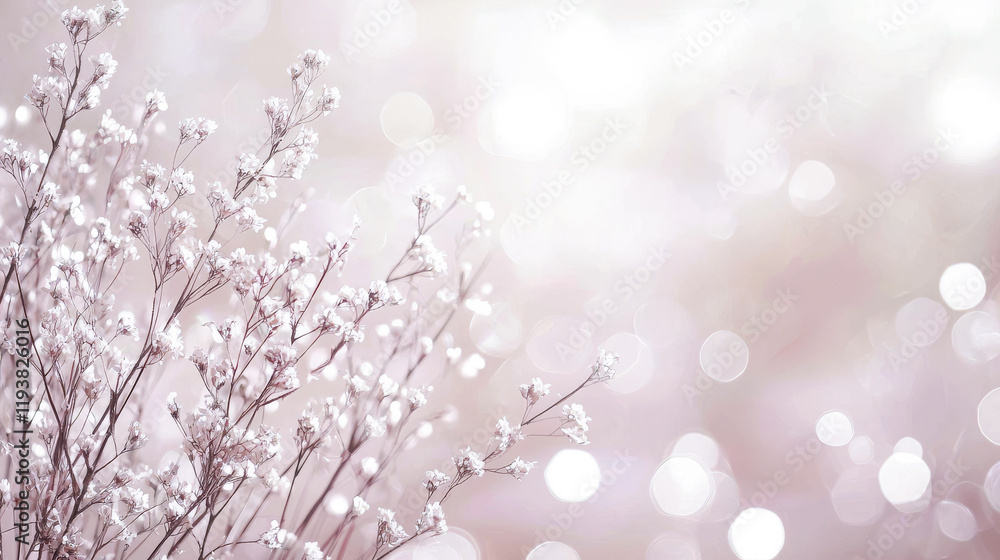 Poster serene blossoms in a soft abstract background with dreamy bokeh effect. concept of tranquility, natu