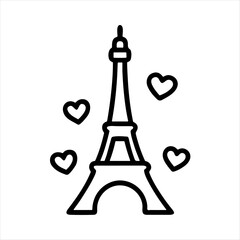 Eiffel Tower with hearts surrounding it for a Parisian romance vibe.