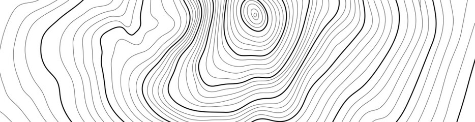 Black on white contours vector topography stylized height of the lines. The concept of a conditional geography scheme and the terrain path. Ultra wide size. Map on land vector terrain Illustration.