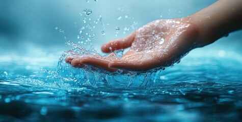 Water Touching Hand Fresh Clear Nature Conservation Environmental Care Sustainable Resources