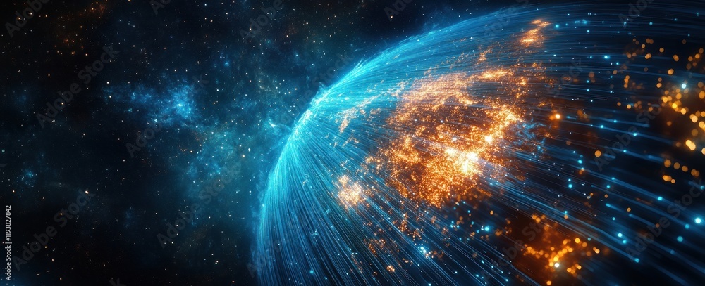 Poster global networking and communication technology for earth cryptocurrency blockchain and iot