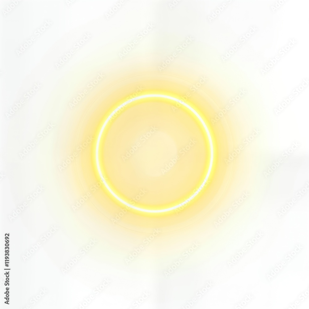 Aufkleber Abstract glowing golden circle shape. Radial gradient light effect. Transparent light beam spotlight. Modern artistic design. Studio lighting. Presentation show backdrop. Bright gold light effect.