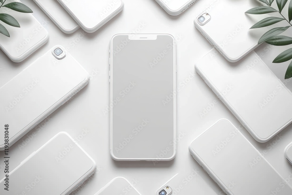 Poster minimalist smartphone display and clean interface design concept for web and app development