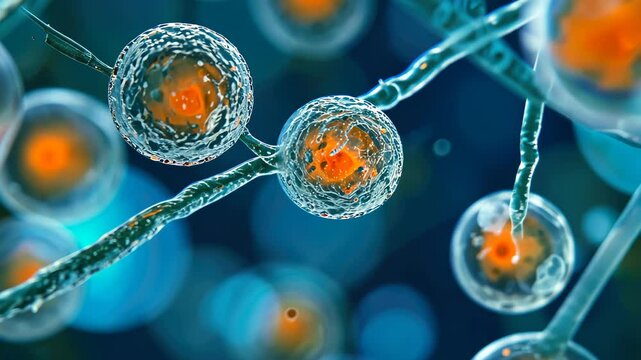 Captivating depiction featuring cells viewed under a microscope, highlighting the realm of microbiology and scientific discovery, Ai Generated.