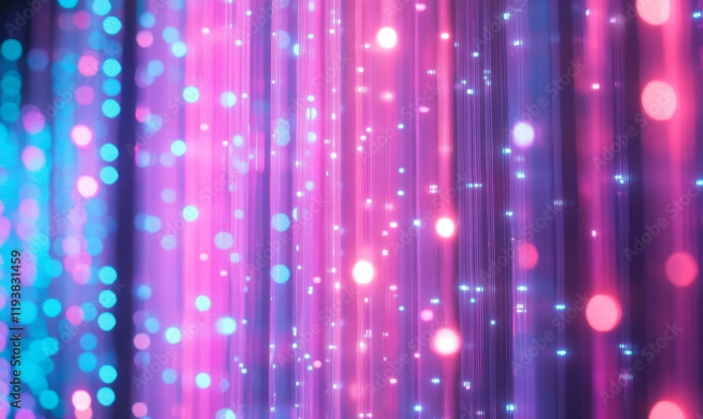 Poster abstract background with pink blue glowing neon lines and bokeh lights. data transfer concept. digit